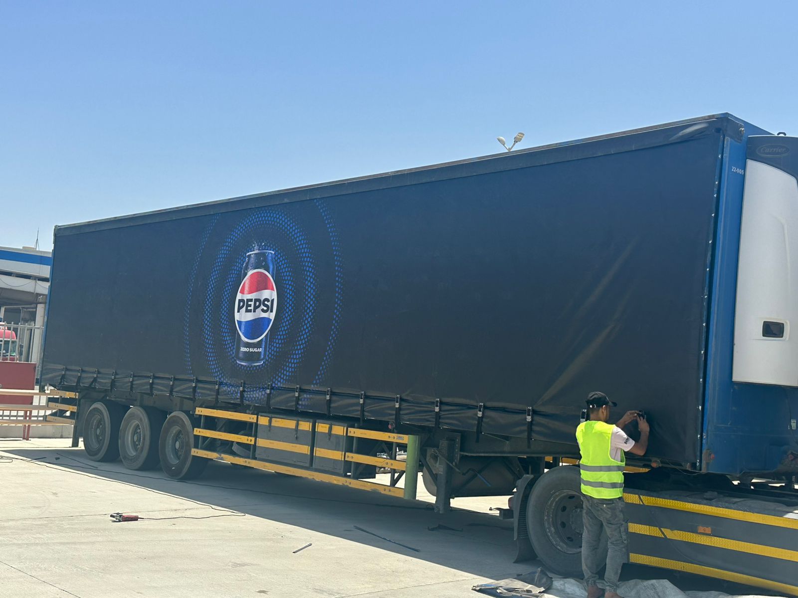 Pepsi truck curtain installation